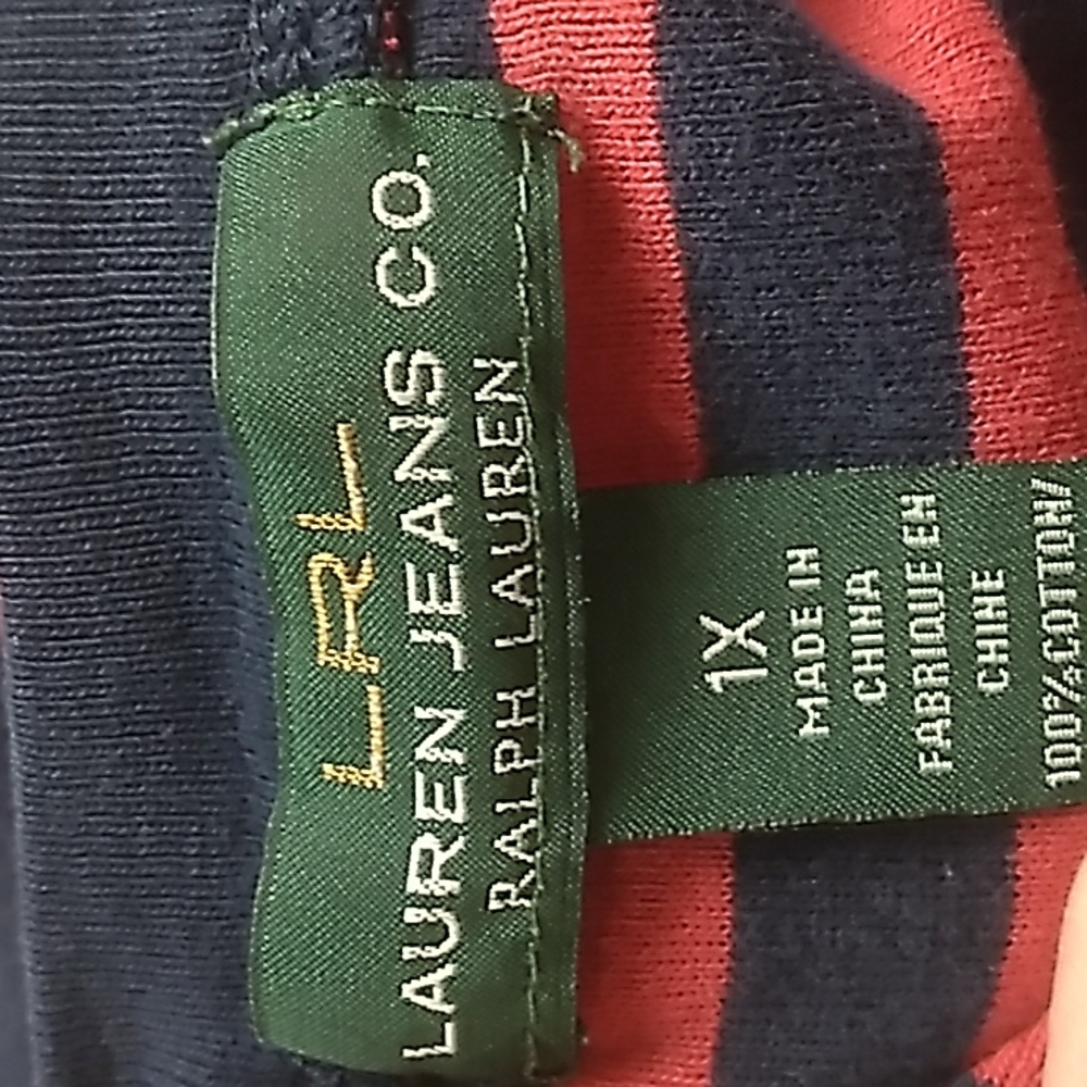 Lauren Ralph Lauren Jeans Co Women's Size 1X Shirt Blue & Red 3/4 sleeve - Picture 5 of 5